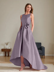 A Line Princess Scoop Sleeveless Asymmetrical Mother Of The Bride Groom Dresses With Flowers