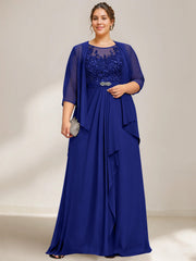A Line Princess Scoop Plus Size Mother Of The Bride Dresses Chiffon Lace With Wrap Jacket