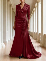 Trumpet Mermaid 3 4 Sleeves V Neck Mother Of The Bride Dresses Floor Length