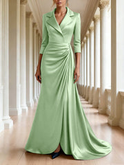 Trumpet Mermaid 3 4 Sleeves V Neck Mother Of The Bride Dresses Floor Length