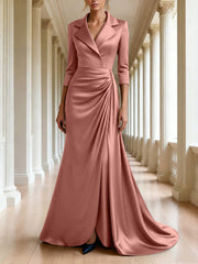 Trumpet Mermaid 3 4 Sleeves V Neck Mother Of The Bride Dresses Floor Length