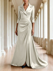 Trumpet Mermaid 3 4 Sleeves V Neck Mother Of The Bride Dresses Floor Length