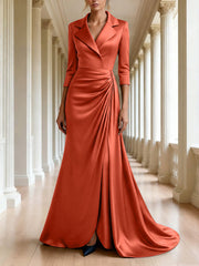 Trumpet Mermaid 3 4 Sleeves V Neck Mother Of The Bride Dresses Floor Length