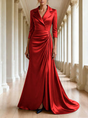 Trumpet Mermaid 3 4 Sleeves V Neck Mother Of The Bride Dresses Floor Length