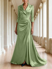 Trumpet Mermaid 3 4 Sleeves V Neck Mother Of The Bride Dresses Floor Length