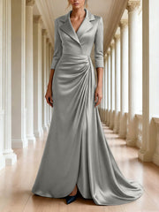 Trumpet Mermaid 3 4 Sleeves V Neck Mother Of The Bride Dresses Floor Length