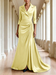 Trumpet Mermaid 3 4 Sleeves V Neck Mother Of The Bride Dresses Floor Length