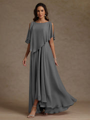 A Line Princess Scoop Chiffon Mother Of The Bride Dresses Beading Floor Length Pleated Sleeveless