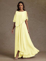 A Line Princess Scoop Chiffon Mother Of The Bride Dresses Beading Floor Length Pleated Sleeveless