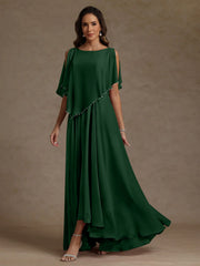 A Line Princess Scoop Chiffon Mother Of The Bride Dresses Beading Floor Length Pleated Sleeveless