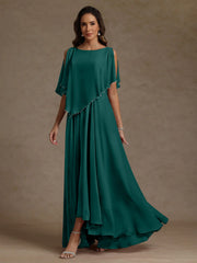 A Line Princess Scoop Chiffon Mother Of The Bride Dresses Beading Floor Length Pleated Sleeveless