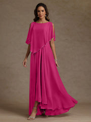 A Line Princess Scoop Chiffon Mother Of The Bride Dresses Beading Floor Length Pleated Sleeveless