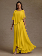 A Line Princess Scoop Chiffon Mother Of The Bride Dresses Beading Floor Length Pleated Sleeveless