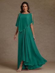 A Line Princess Scoop Chiffon Mother Of The Bride Dresses Beading Floor Length Pleated Sleeveless