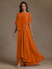 A Line Princess Scoop Chiffon Mother Of The Bride Dresses Beading Floor Length Pleated Sleeveless