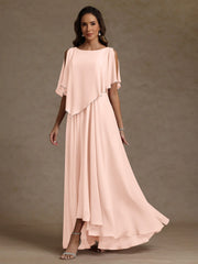 A Line Princess Scoop Chiffon Mother Of The Bride Dresses Beading Floor Length Pleated Sleeveless