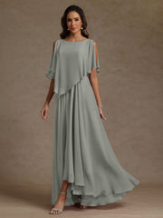 A Line Princess Scoop Chiffon Mother Of The Bride Dresses Beading Floor Length Pleated Sleeveless