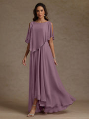 A-Line/Princess Scoop Chiffon Mother of the Bride Dresses Beading Floor-Length Pleated Sleeveless