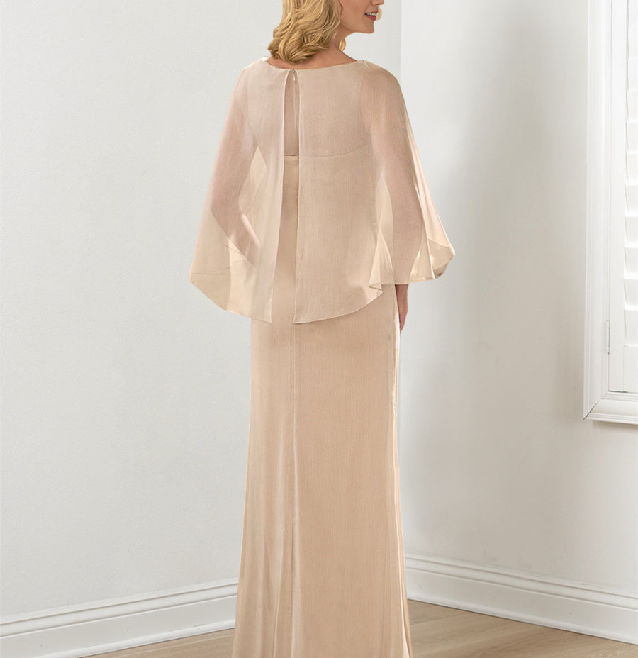 Sheath Column Round Neck Mother Of The Bride Dresses With Ruched