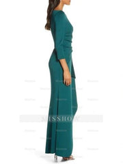 3/4 Sleeve Scoop Neck Ruffled Mother of the Bride Sheath Dress