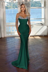 Spaghetti Strap Sleeveless Long Mermaid Formal Dress With Sequins