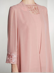 Chiffon Square Neck Long Sleeves Floor Length Mother Of The Bride Pantsuits With Jacket