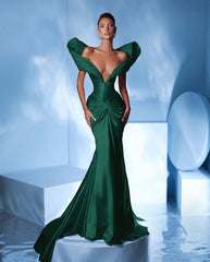 Off the Shoulder Sleeveless Mermaid Long Formal Dress With Pleated