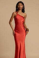 One Shoulder Sleeveless Backless Long Formal Dress With Ruffles