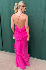 One Shoulder Sleeveless Long Mermaid Formal Dress With Ruffles