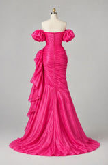 Off-the-Shoulder Sweetheart Ruffle Mermaid Prom Dress Floor Length