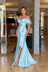 Off the Shoulder Sleeveless Long Mermaid Formal Dress With Split