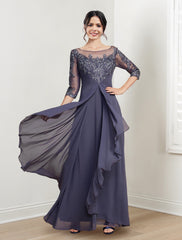 A Line Princess Scoop Floor Length Mother Of The Bride Dresses