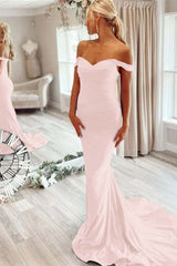 Off the Shoulder Sleeveless Mermaid Long Formal Dress With Pleated