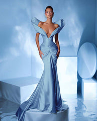 Off the Shoulder Sleeveless Mermaid Long Formal Dress With Pleated