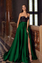 Sweetheart Strapless Sleeveless Long Formal Dress With High Split