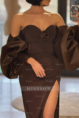 Strapless Sleeveless Long Mermaid Split Formal Dress With Shawl