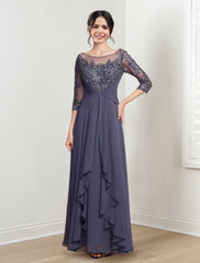 A Line Princess Scoop Floor Length Mother Of The Bride Dresses