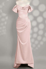 Off the Shoulder Sleeveless Mermaid Long Formal Dress With Pleated