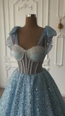 Sweetheart Sleeveless A Line Ball Gown Long Formal Dress With Sequins