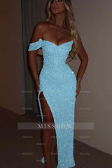 One Shoulder Strapless Sleeveless Long Mermaid Formal Dress With Split