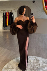 Strapless Sleeveless Long Mermaid Split Formal Dress With Shawl