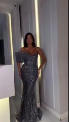 One Shoulder Sleeveless Mermaid Long Formal Dress With Appliques