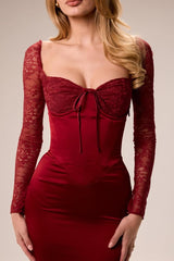 Long Sleeves Mermaid Split Long Ruffles Formal Dress With Pleated