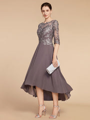 A Line Princess Scoop Asymmetrical Mother Of The Bride Dresses