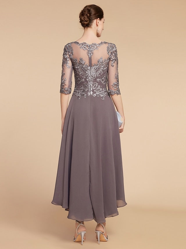 A Line Princess Scoop Asymmetrical Mother Of The Bride Dresses