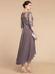 A Line Princess Scoop Asymmetrical Mother Of The Bride Dresses