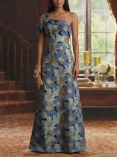 A-Line/Princess One-Shoulder Jacquard Mother of the Bride Dresses Floral Floor-Length Sleeveless