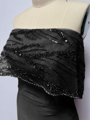 A-Line/Princess Sparkly Portrait Neckline Floor-Length Mother of the Bride Dresses