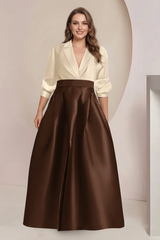 A-Line/Princess V-Neck Long Sleeves Plus Size Mother Of The Bride Dresses With Pockets