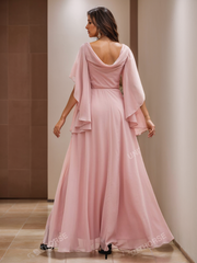 A-Line/Princess V-Neck Short Sleeves Floor-Length Mother of the Bride Dresses with Appliques Lace